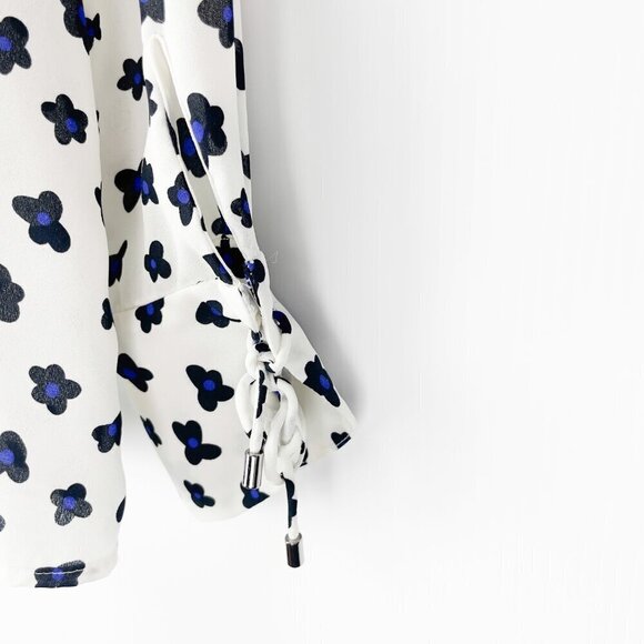 MARC CAIN Liberty Print Button up Shirt Floral Neck tie White Office sz 5 - Picture 8 of 11